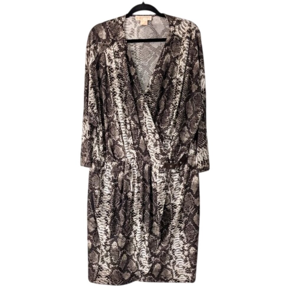 Michael Michael Kors Snake Print Jersey Mock Wrap Dress‎ 3/4 Length Sleeves 3X